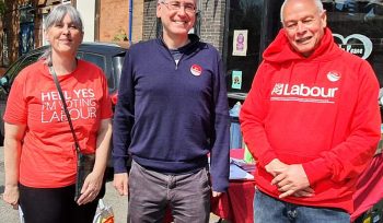 Cllr Kerry Jenkins and PCC Simon Foster out campaigning