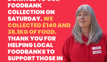 Thank you to everyone who donated to our foodbank collection on saturday. we collected £140 and 38.1kg of food. Thank you for helping local foodbanks to support those in need