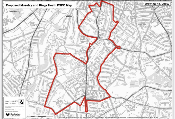 Map showing the defined area for the PSPO