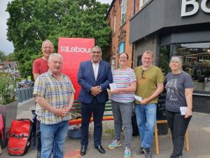 Cllr Kerry Jenkins collecting for local food banks with other local Labour party members.